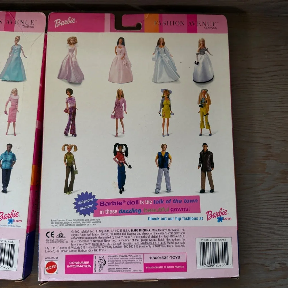 Vintage 2001 Barbie Fashion Avenue Paparazzi Pizzazz & Paris Film Festival Gowns